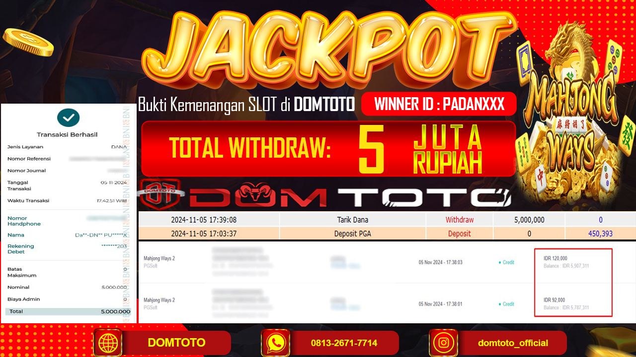 JACKPOT SLOT MAHJONG WAYS 2 05 NOVEMBER 2024